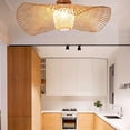 thumbnail image 4 of Semi Flush Mount Bamboo Woven Ceiling Light Fixture Lampshade Farmhouse Creative 65cm, 4 of 8