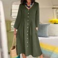 thumbnail image 1 of Gspmoly Robe pour Femmes, Robe Décontractée pour Femmes à Col en V Uni à Manches Longues avec Boutons, Longueur Genou, Robes de Vacances pour Femmes jusqu'à 60 % de Rabais, 1 of 6