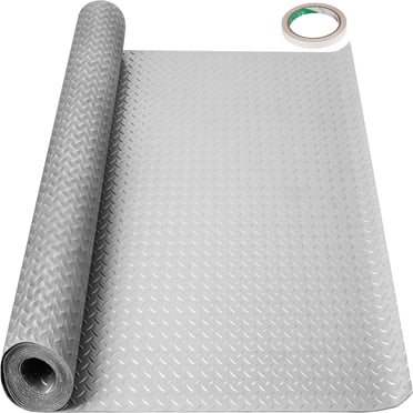 VEVOR Garage Floor Mat 4.9x13ft Vinyl Garage Flooring Roll Anti-Slide Diamond Texture Silver Garage Mats for Under Car 63.7sqft Covering Space DIY PVC Garage Floor Mat for Gyms Boats Car Trailer