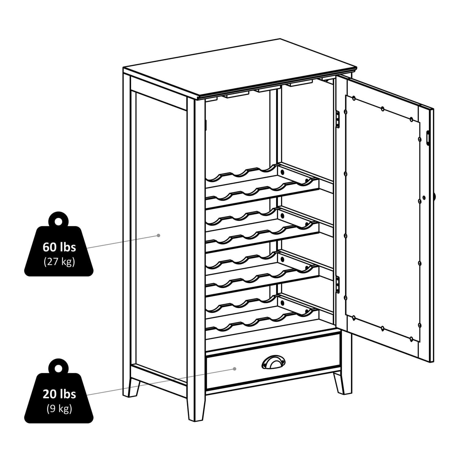Winsome Bordeaux Wine Cabinet 20-Bottle Shelf Modular in Espresso Finish - 92416