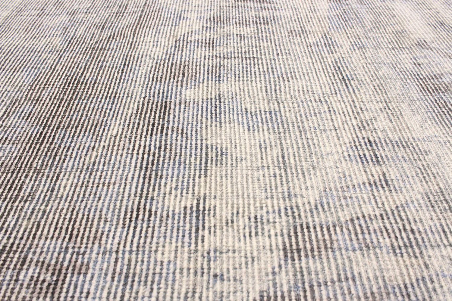 ECARPETGALLERY Tapis Noué à la Main pour Salon, Salle à Manger et Chambre à Coucher Rayé Collection Galleria 5'0" x 7'7" en Gris