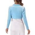 thumbnail image 3 of INSPIRE CHIC Boléro Court en Velours à Col à Revers Ouvert à Manches Longues pour Femme Bleu Pâle TP, 3 of 4