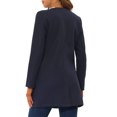 thumbnail image 3 of INSPIRE CHIC Women's Half Lapel Long Sleeves One Button Winter Mid-Length Overcoat S Navy Blue, 3 of 5