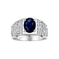 thumbnail image 1 of RYLOS Men's Rings Sterling Silver Designer Nugget Ring Oval 9X7MM Gemstone & Diamonds  Sapphire September Birthstone Rings For Man Size 12, 1 of 7