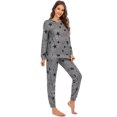 thumbnail image 1 of Women Pajama Set Long Sleeve Star Print Lounge with Pockets, 1 of 5