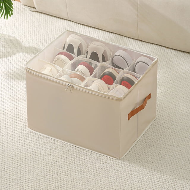 Matoen Storage Box with Lid for Home Use Fabric Folding Storage Box Multi Grids Wardrobe Underwear and Underwear Sorting Box