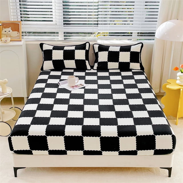 Dvkptbk Fitted Sheet Protective Cover for Bed Mattress Pocket Fitted Sheet Winter Warm Breathable Non Slip for Care Bed Sheet Quilted Fitted Sheet Bedding