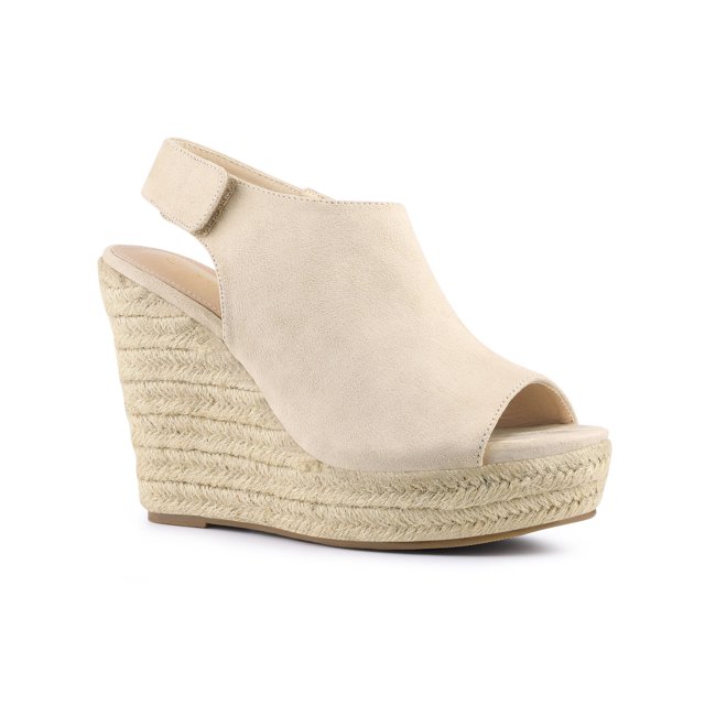 BLISSFUL STEP Sandales Compensées à Plateforme Espadrilles pour Femmes Beige 6