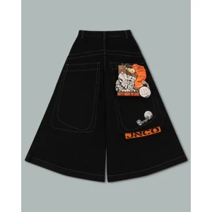 Harajuku Y2K JNCO Jeans Gothic Hip Hop Big Pocket Embroidery Baggy Jeans Casual Pants Mens Womens Black Wide Leg Jeans Trousers LT