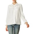 thumbnail image 2 of INSPIRE CHIC Women's Button Down Long Sleeve Cuff Ruffle Detail Blouse Shirt Tops, 2 of 6