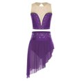 thumbnail image 1 of Moggemol Haut de Danse Lyrique pour Femme à Col Rond Sans Manches, Haut de Ballet avec Jupe Irrégulière, Violet, TG, 1 of 5