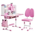 thumbnail image 4 of Ensemble de 2 Pcs/ensemble Bureau et Chaise d'Étude pour Enfants, Ensemble de Table et Chaise d'Étude Scolaire pour Enfants à Hauteur Réglable avec Correcteur de Posture Assise, Chaise de Bureau Ergonomique avec Support de Livre, Pédale, Conception à Cloison (Rose, Bleu), 4 of 8