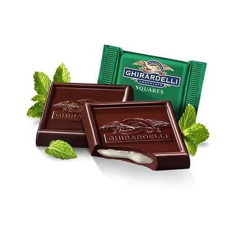 Ghirardelli Dark Chocolate Mint Squares – High-Cacao Dark Chocolate & Peppermint Fondant, 16.22 lb. (7.36 kg) Industrial Bulk Case (430 Count)