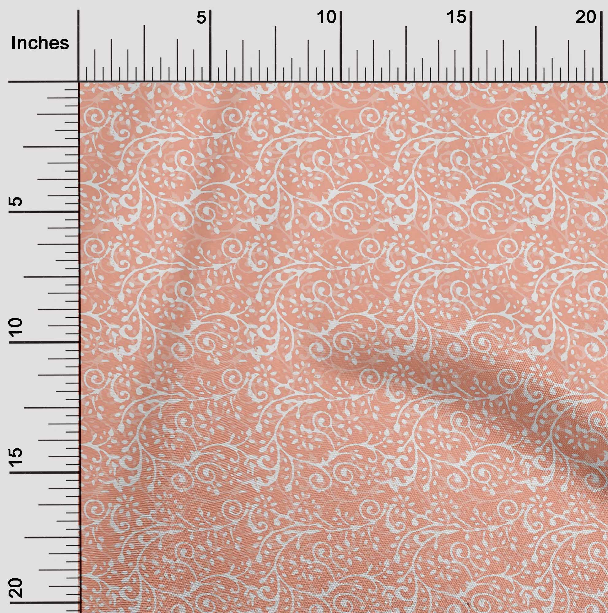 oneOone Georgette Viscose Fabric Leaves & Floral Block Print Fabric BTY 42 Inch Wide
