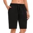 thumbnail image 1 of Timegard Lounge Shorts for Women Elastic Waisted Drawstring Comfy Homewear Casual Shorts with Pockets, 1 of 7