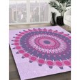 thumbnail image 3 of Ahgly Tapis d'Intérieur Lavable en Machine Carré Transitionnel Orchidée Violet, 4 Pieds Carré, 3 of 7