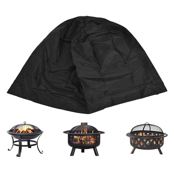 Cover Fire Pit Cover Round Black Waterproof Dustproof Polyester Fiber Firepit Cover for Home Outdoor