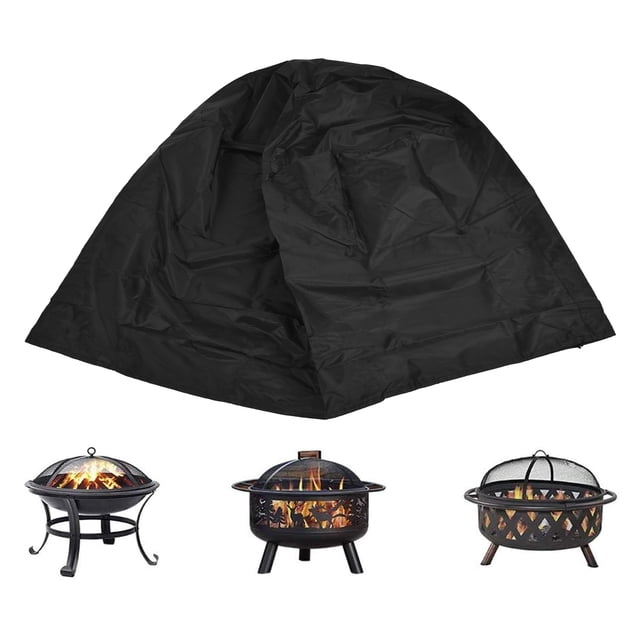 Cover Fire Pit Cover Round Black Waterproof Dustproof Polyester Fiber Firepit Cover for Home Outdoor
