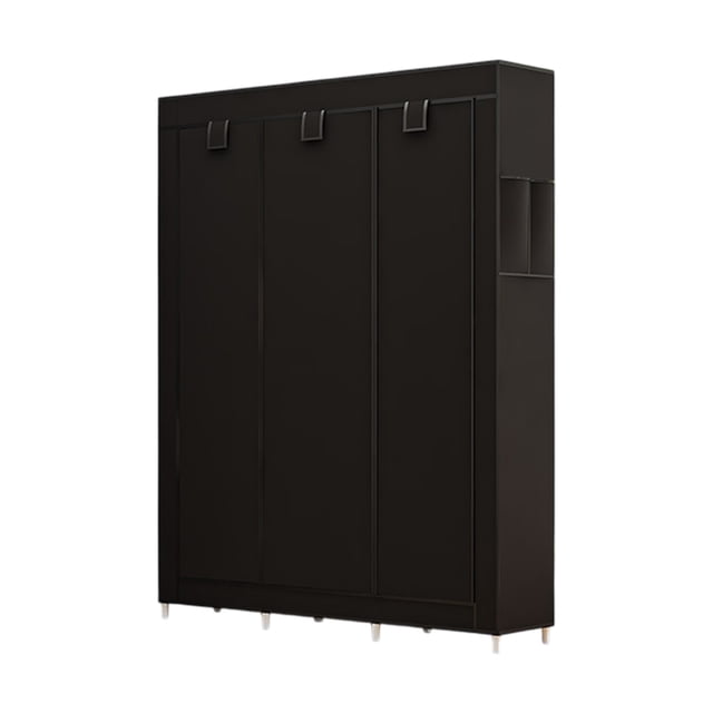 Black Dustproof Closet Wardrobe Multifunctional Fabric Storage Cabinet Assembly Organizer For Home Bedroom Portable Space Saving Storage Solution Easy Setup H-18 Black