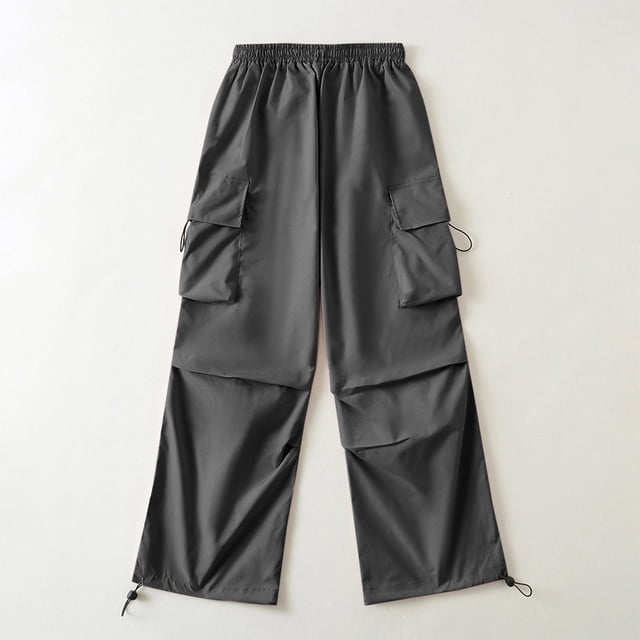 RKSTN Womens Pants Casual New Pants Design Sense Of Casual Sports Pants Drawstring Cargo Pants Wide-leg American Style Multiple Pockets High Waisted Soft Comfortable Straight Leg Pants
