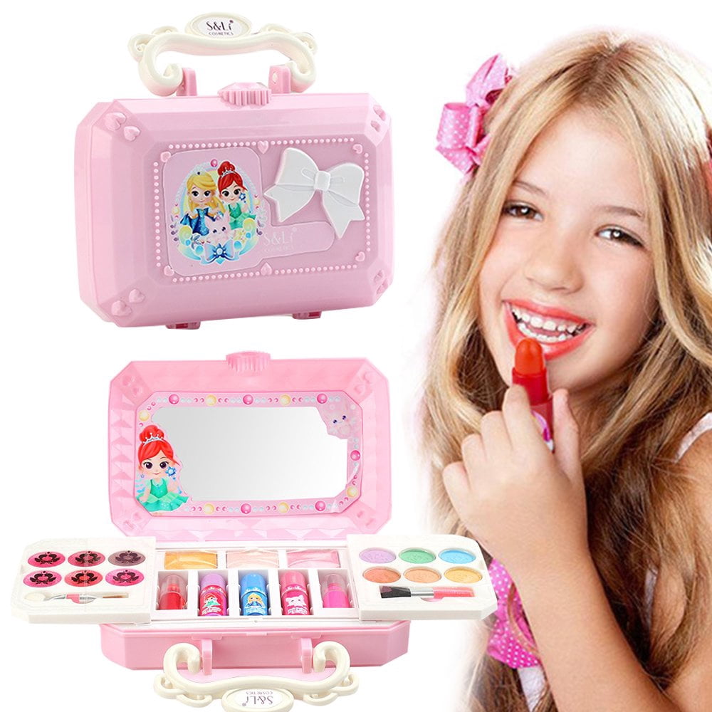 Kids Makeup Kit for Girl  7PCS Washable Little Girl Makeup Set Real Cosmetic  Princess Play Make Up Kit  Makeup Toys Birthday Gift for Kids Children Toddler Girls Age 4-12 Years Old