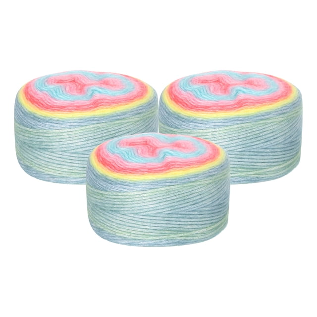 Unique Bargains Gradient Cake Cotton Acrylic Wool Mixed Yellow Green Yarn, 300g, 3 Pack