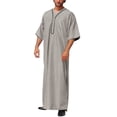 thumbnail image 1 of XZNGL Mens Muslim Robe Set Arab Middle Robe Long Sleeve Standing Neck Pocket Button Casual Robe, 1 of 3