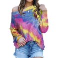 thumbnail image 1 of Women Tie Dyed Rainbow Printed Long Sleeve Sweatshirt, 1 of 6