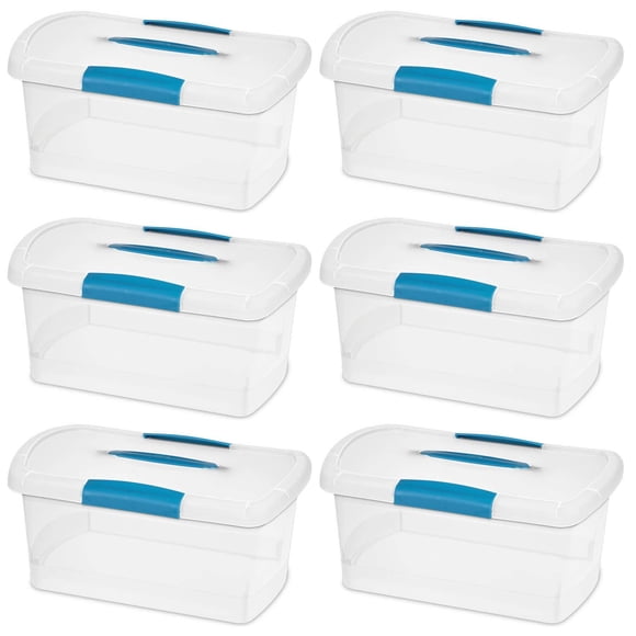 Sterilite Medium Nesting ShowOffs, Stackable Small Storage Bin with Lid, 6 Pack