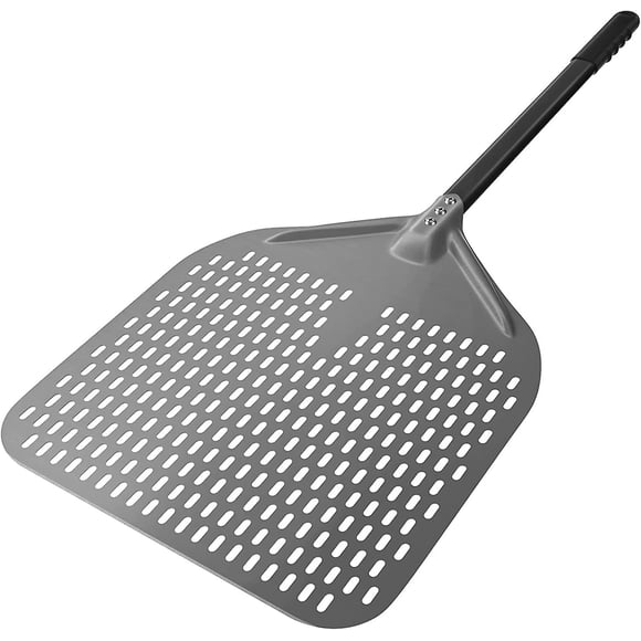14" perforated pizza peel, long rod hard anodized alumina pizza peel, super large swivel pizza peel, professional pizza paddle, overall size 34.8"