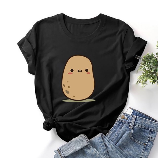 Babysbule Liquidation Chemises pour Femmes Élégantes Fantaisie Hauts à Imprimé Graphique Dames Décontracté Ample Col Rond Manches Courtes Blouse Aubaines