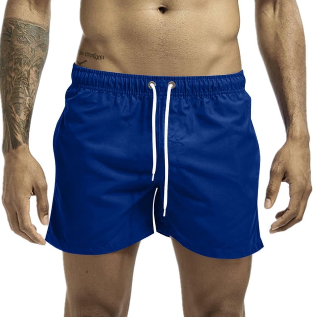 Plebaso Men's Beach Shorts Lightweight Casual Shorts Solid Color Drawstring Summer Shorts with Pockets