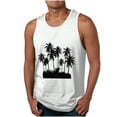 thumbnail image 3 of Sentmoon Mens Muscle Tank Top Summer Sleeveless Crew Neck Mens Workout Shirts Palm Tree Print Relaxed Fit Plus Size Gym Men T Shirts Holiday for Layering Under Shirts White L, 3 of 6