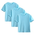 thumbnail image 1 of Plebaso Lot de 3 T-Shirts en Coton pour Enfants, Manches Courtes, Col Rond, Chandails Décontractés Unis Basiques, Hauts pour Unisexe, 1 of 6