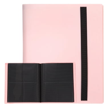 Uxcell 4 Pocket Trading Card Binder, PU Cover Card Collection Binder 160 Side Loading Card Binder Card Album Folder for TCG, Game Cards, Sports Cards Pink