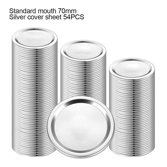 Canning Lids Metal Sealing Jar Lids Replacement Split-Type Can Caps, Regular Mouth, 70mm, 54pcs