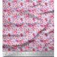 thumbnail image 1 of Soimoi Tissu en Rayonne Imprimé Feuilles & Roses Tissu de Couture Yard 56 Pouces de Large, 1 of 3
