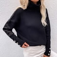thumbnail image 2 of Yuyuzo Womens Sweater Long Sleeve Pullover Turtleneck Tops with Button Cuff Winter Fall Casual Solid Color Sweaters, 2 of 6