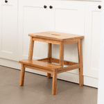 Tabouret à marche rectangulaire - bois d'acacia massif, conception à deux couches, économise cuisine / placard space