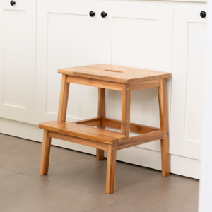Tabouret à marche rectangulaire - bois d'acacia massif, conception à deux couches, économise cuisine / placard space