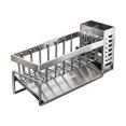 thumbnail image 1 of Kitchen Sink Organizer Rack, Multifunctional Sink Caddy Sponge Holder with Drain Tray and Towel Bar, Punch Free Countertop Storage Shelf for Dish Soap, Brushes, and Cleaning Supplies, 1 of 6