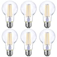 thumbnail image 1 of Energetic Dimmable LED Filament Light Bulbs, 8W, 60 Watt Equivalent, Warm White 3000K, Classic Clear Glass, A19 LED Light Bulb, 6 Pack, 1 of 4