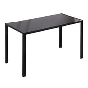 HOMCOM Rectangular Dining Table, Tempered Glass Kitchen Table w/ Steel Legs