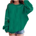 thumbnail image 2 of Cowsor Chandail à Col Rond Surdimensionné Style Varsity pour Femmes à Manches Longues, Décontracté, Mode, Haut à Enfiler, Tenues d'Automne, 2 of 6