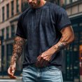 thumbnail image 2 of Vente Liquidation de Chemises pour Hommes! Hauts à Manches Courtes pour Hommes T-Shirts Rétro Usés Décontractés à Boutons Col Rond Chandail T-Shirts Basiques Mode 2025, 2 of 9