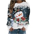 thumbnail image 2 of cllios Chandails de Noël pour Femmes T-Shirts de Fête des Fêtes T-Shirts Fantaisie Bonhomme de Neige Flocons de Neige T-Shirts Graphiques Confortables Doux Col Rond Manches Raglan Chandails à Enfiler, 2 of 4
