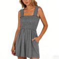 thumbnail image 2 of RXMEKW Strapless Smocked Jumpsuit with Ruffle Straps for Women Wide Leg Short with Pockets Olive, 2 of 8