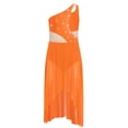 thumbnail image 3 of Moggemol Robe de Danse Ballet Lyrique pour Filles une Épaule Sans Manches Découpe Haute Basse Robe en Maille Fluide Orange 12, 3 of 7
