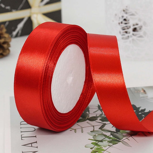 ZZkhGO 5cm Wide Decorative Ribbon, Polyester Solid Color Ribbon Roll for Gift Wrapping Baking Wedding, 22m Satin Like Ribbon for Party Crafts DIY, Red