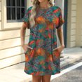 thumbnail image 4 of Offres du Jour Liquidation Iumwxz Robe à Manches Courtes Col Rond pour Femme Robe Décontractée Ample Robe de Soleil Robe de Nuit Imprimé Floral Robe de Plage pour Femmes Robe Confortable pour Fête à la Maison, 4 of 7